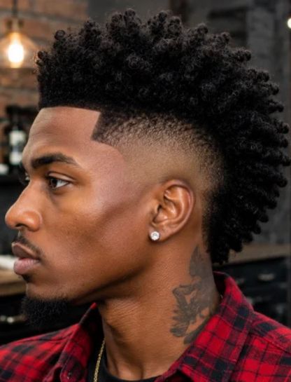 Burst Fade Mohawk for Black Men