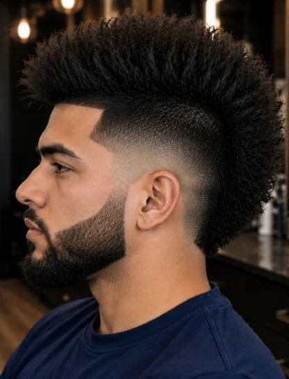 Burst Fade Mohawk for Thick Hair