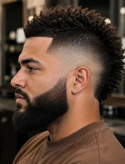 Burst Fade Mohawk with Beard