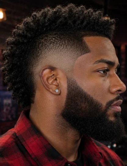 Burst Fade Mohawk with Beard