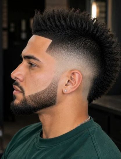 Burst Fade Mohawk with Line Up