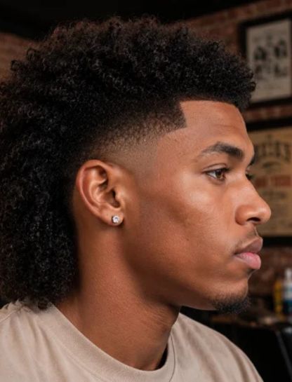 Burst Fade Mullet for Black Men
