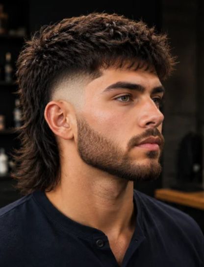 Burst Fade Mullet for Thick Hair