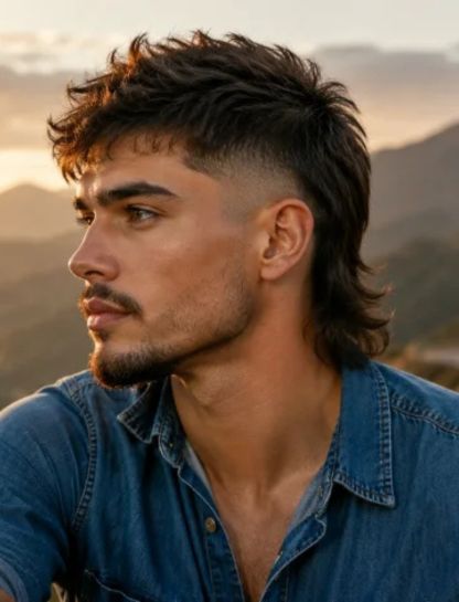 Burst Fade Undercut with Mullet
