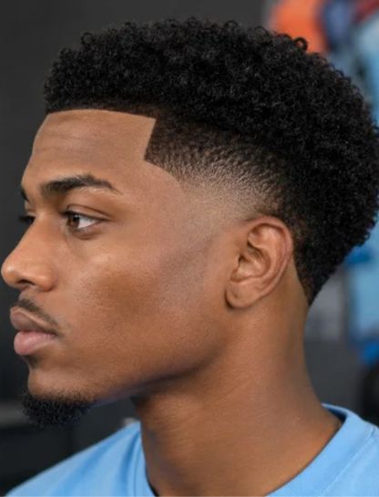 Burst Fade with Line Up for Black Men