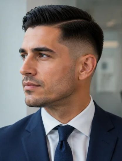 Business Professional Burst Fade Side Part