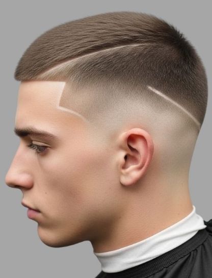 Buzz Cut Low Drop Fade with Hard Part