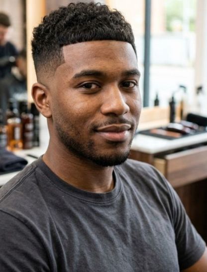 Caesar Cut with Mid Taper Fade