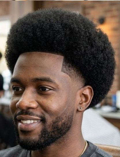 Classic Afro with Mid Taper Fade