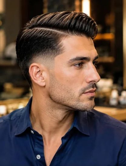 Classic Burst Fade Side Part
