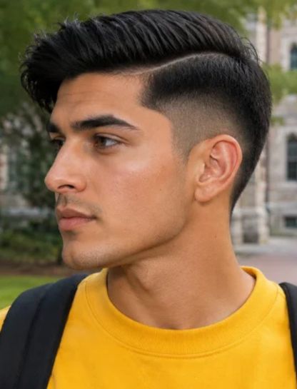 College Style Burst Fade Side Part