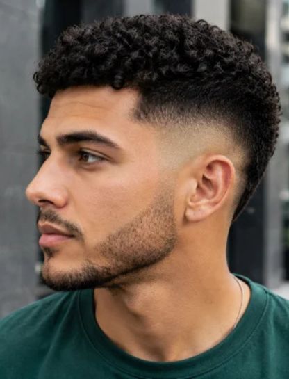 Curly Burst Fade Crew Cut