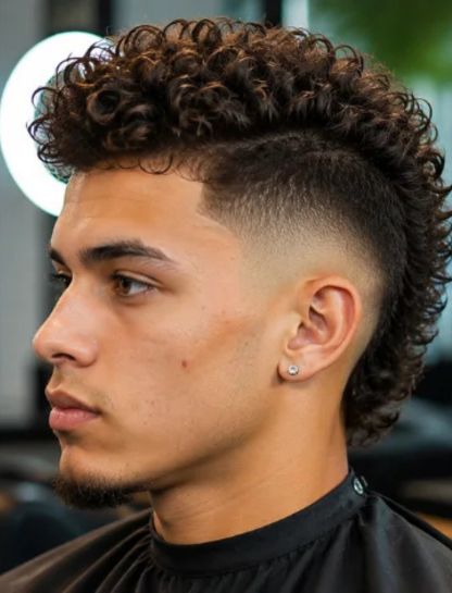 Curly Burst Fade Faux Hawk