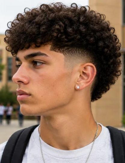 Curly Burst Fade for Teenagers