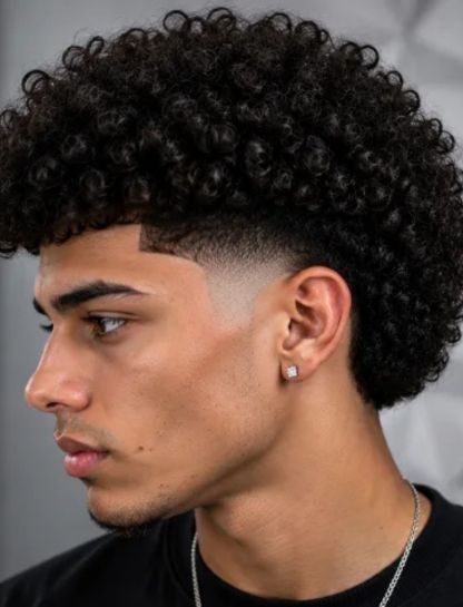 Curly Burst Fade for Thick Hair