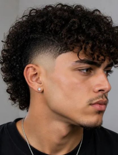 Curly Burst Fade with Fringe