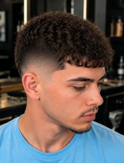 Curly Caesar Burst Fade