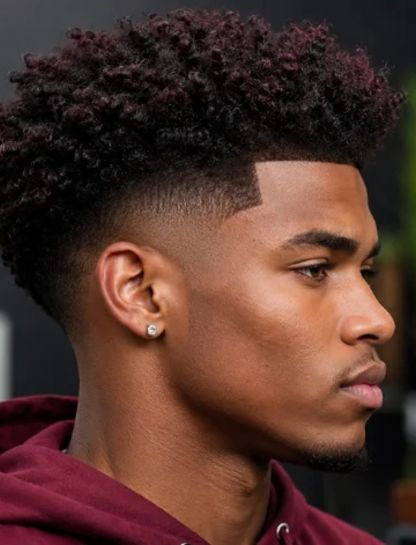 Curly Top Burst Fade for Black Men