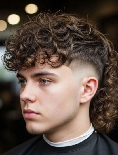 Curly Wolf Cut Mullet Fade