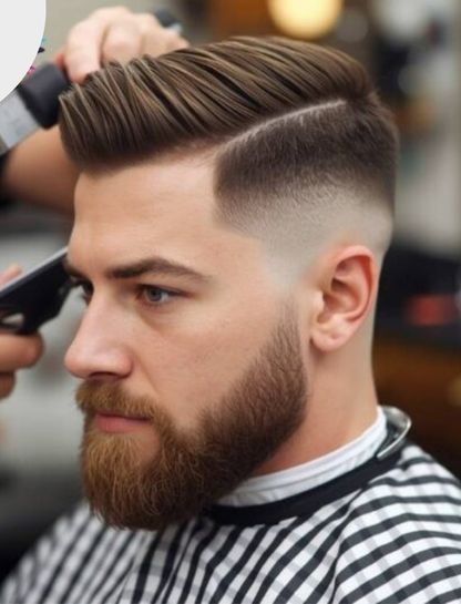 Curtains with Beard Fade