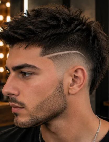 Faux Hawk with Razor Line