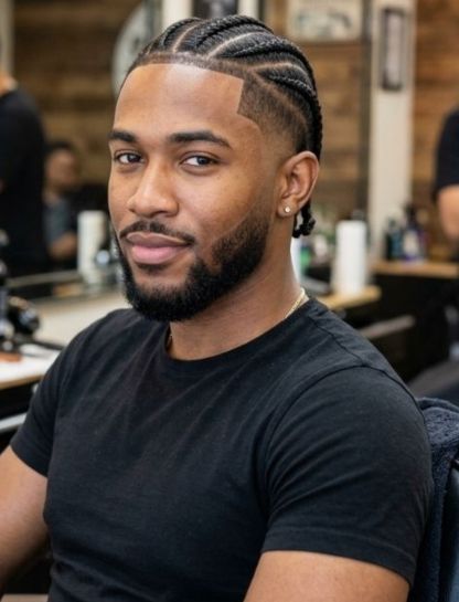 Feed In Braids with Mid Taper Fade