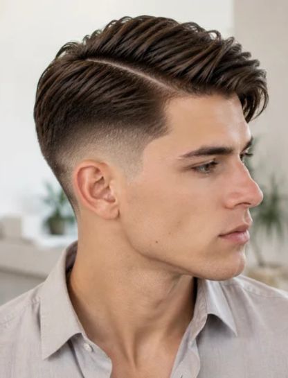 Fine Hair Burst Fade Side Part
