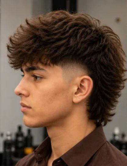 Fluffy Burst Fade Mullet