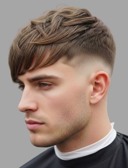 Forward Swept Fringe Low Drop Fade