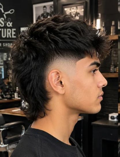 High Burst Fade Mullet