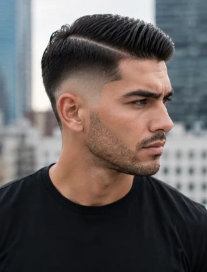High Burst Fade Side Part