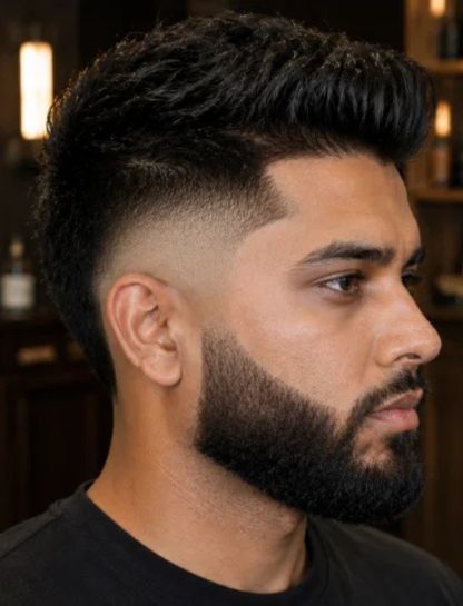 High Burst Fade with Beard