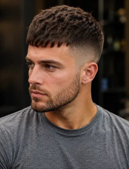 Layered Caesar Burst Fade