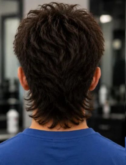 Long Burst Fade Mullet
