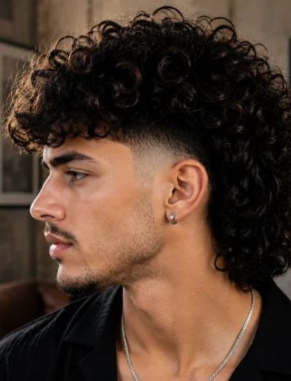 Long Curly Burst Fade