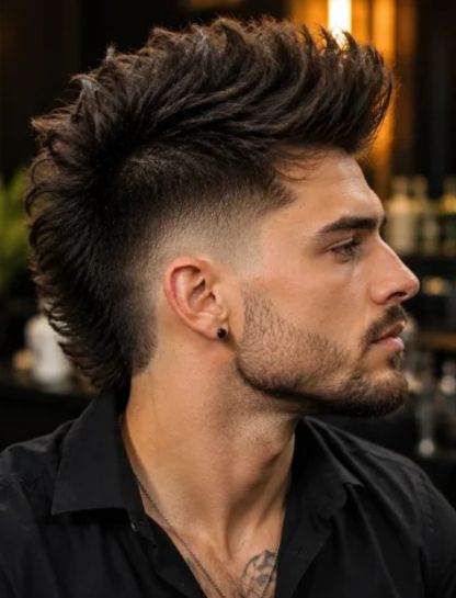 Long Faux Hawk Burst Fade