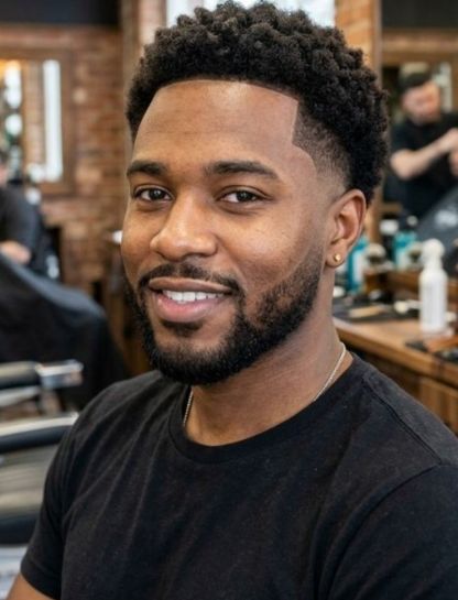 Low Afro with Mid Taper Fade