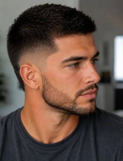 Low-Maintenance Burst Fade Crew Cut
