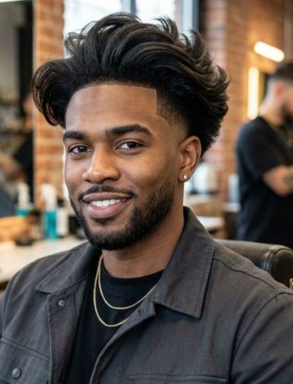Low Taper Fade with Blowout Long Hair