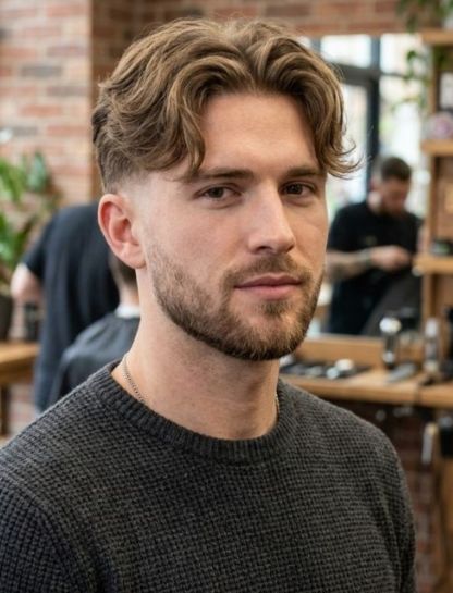 Low Taper Fade with Curtain Hair