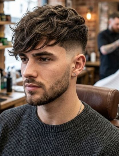 Low Taper Fade with Long Fringe
