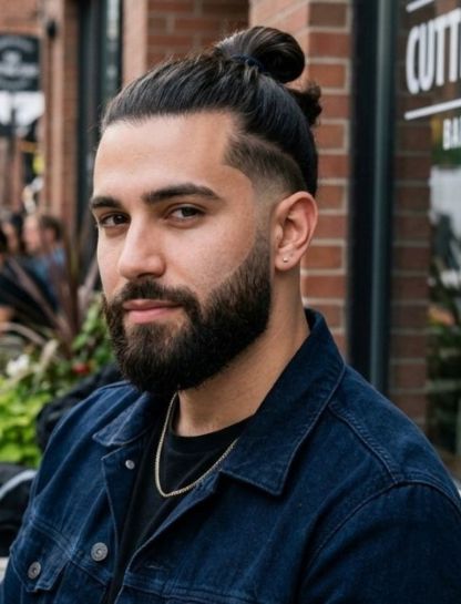 Low Taper Fade with Man Bun