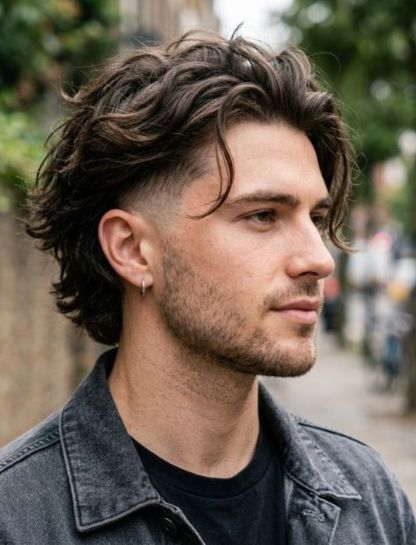 Low Taper Fade with Messy Long Hair