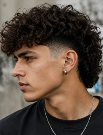 Messy Curly Burst Fade