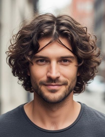 Messy Curly Middle Part