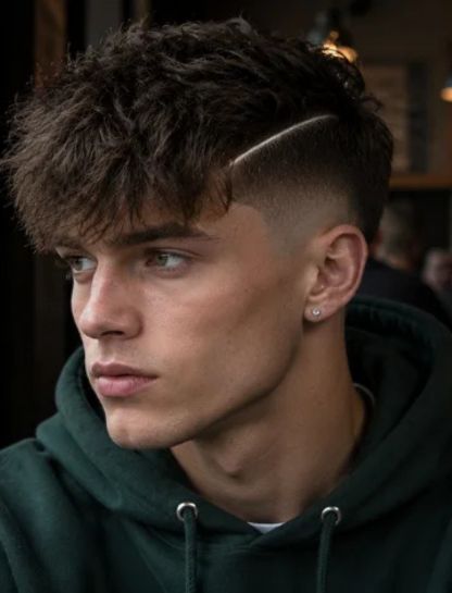 Messy Fringe Burst Fade Hard Part