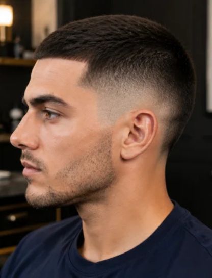 Mid Burst Fade Crew Cut