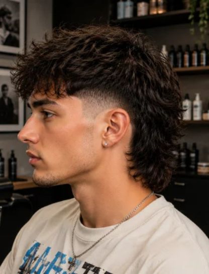 Mid Burst Fade Mullet