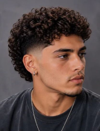 Mid Curly Burst Fade