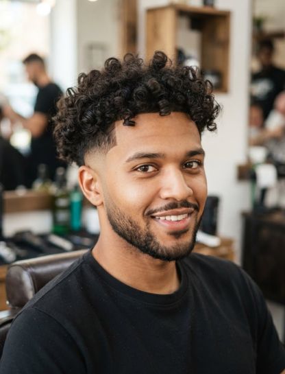 Mid Taper Fade Curly Hair